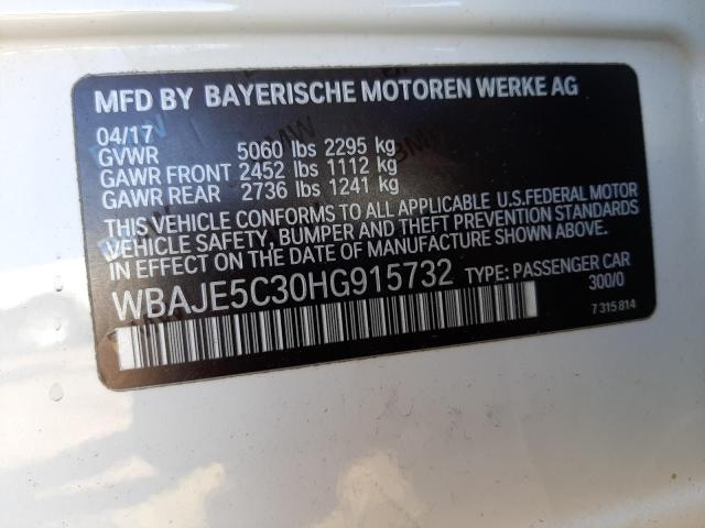 WBAJE5C30HG915732 - 2017 BMW 540 I WHITE photo 12