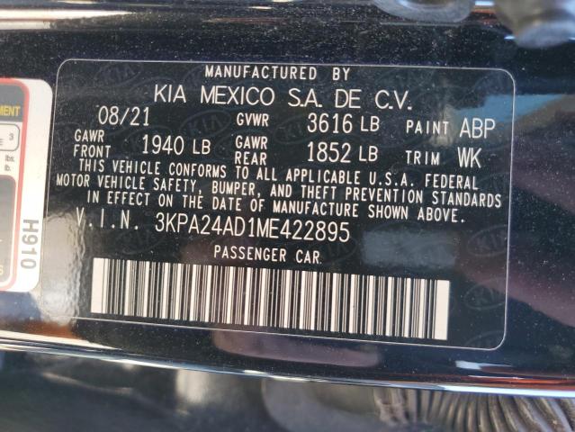 3KPA24AD1ME422895 - 2021 KIA RIO LX BLACK photo 12