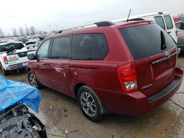 KNDMG4C71E6574656 - 2014 KIA SEDONA LX RED photo 2