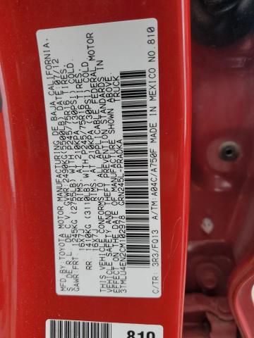 3TMLU4EN2CM102978 - 2012 TOYOTA TACOMA DOUBLE CAB 红色 照片 13