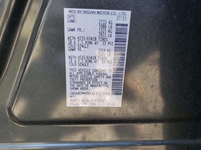 5N1AR2MN8EC610306 - 2014 NISSAN PATHFINDER S CHARCOAL photo 13