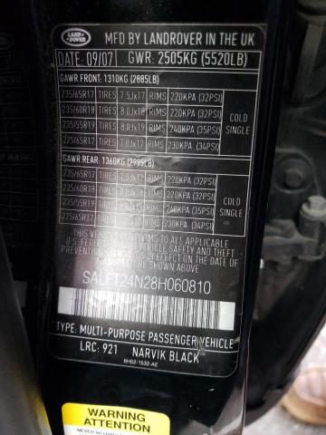 SALFT24N28H060810 - 2008 LAND ROVER LR2 HSE TECHNOLOGY BLACK photo 12
