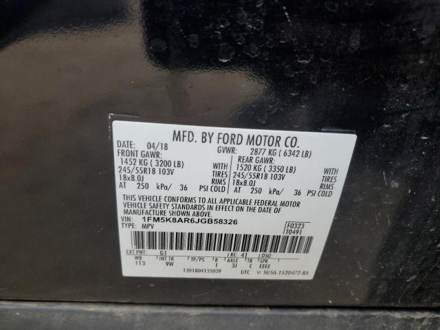 1FM5K8AR6JGB58326 - 2018 FORD EXPLORER POLICE INTERCEPTOR 黑色 照片 12