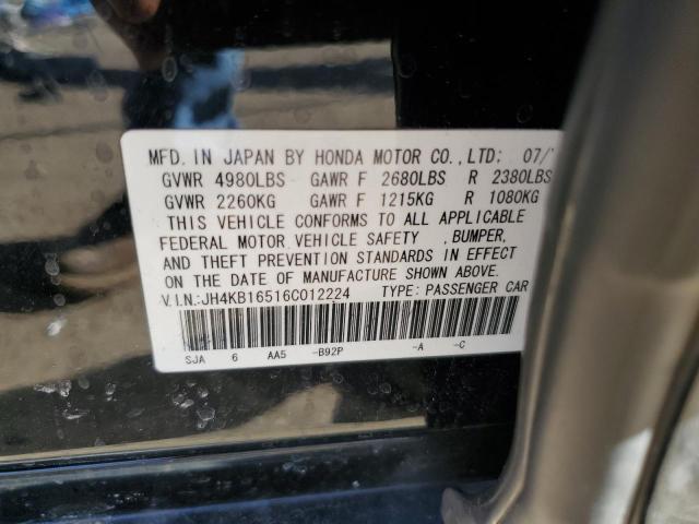 JH4KB16516C012224 - 2006 ACURA RL BLACK photo 12