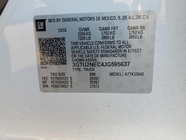 3GTU2NEC4JG595637 - 2018 GMC SIERRA K1500 SLT WHITE photo 12