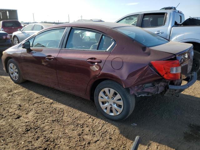 19XFB2F57CE369467 - 2012 HONDA CIVIC LX MAROON photo 2