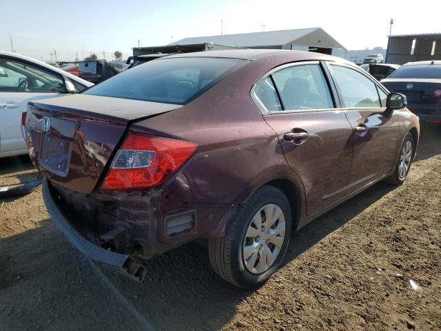 19XFB2F57CE369467 - 2012 HONDA CIVIC LX MAROON photo 3