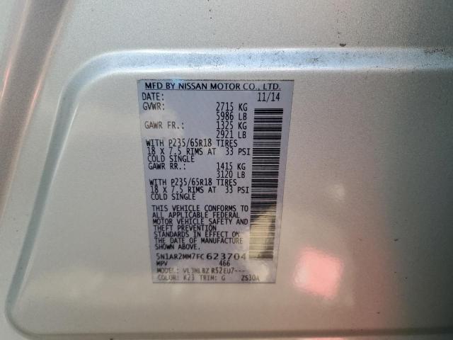 5N1AR2MM7FC623704 - 2015 NISSAN PATHFINDER S SILVER photo 13