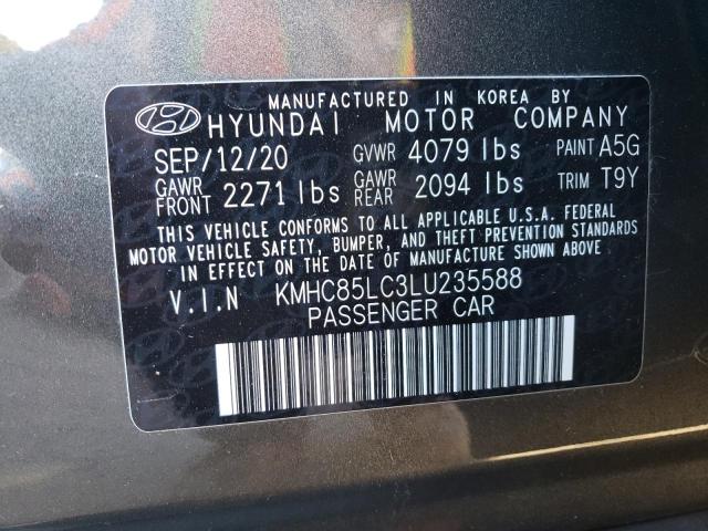 KMHC85LC3LU235588 - 2020 HYUNDAI IONIQ SEL GRAY photo 12