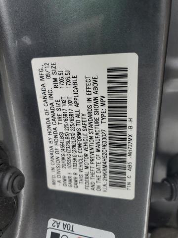 2HKRM4H52CH633027 - 2012 HONDA CR-V EX GRAY photo 12