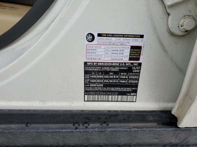 4JGBB22E08A345232 - 2008 MERCEDES-BENZ ML 320 CDI WHITE photo 12