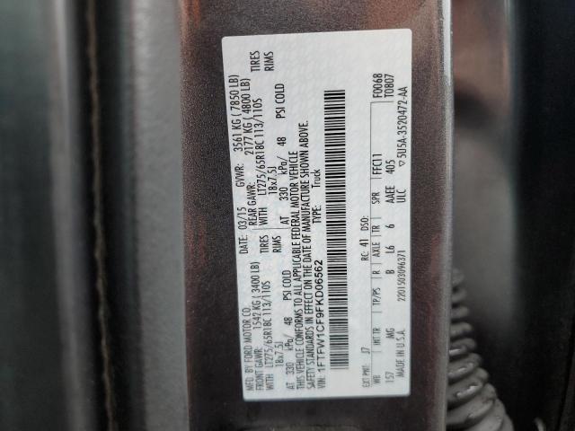 1FTFW1CF9FKD06562 - 2015 FORD F150 SUPERCREW GRAY photo 12