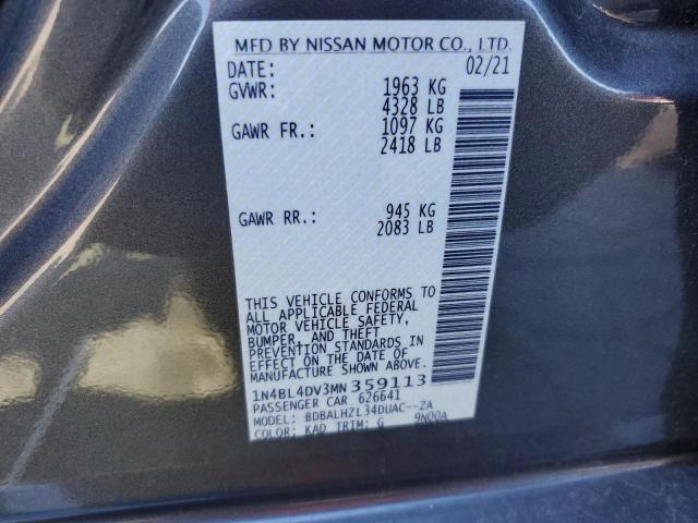 1N4BL4DV3MN359113 - 2021 NISSAN ALTIMA SV GRAY photo 12