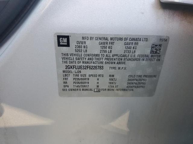 2GKFLUE32F6226783 - 2015 GMC TERRAIN DENALI SILVER photo 12