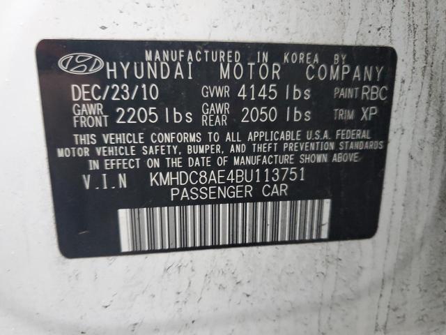 KMHDC8AE4BU113751 - 2011 HYUNDAI ELANTRA TO GLS WHITE photo 12