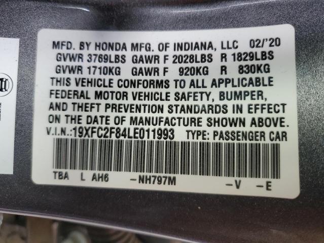 19XFC2F84LE011993 - 2020 HONDA CIVIC SPORT GRAY photo 12