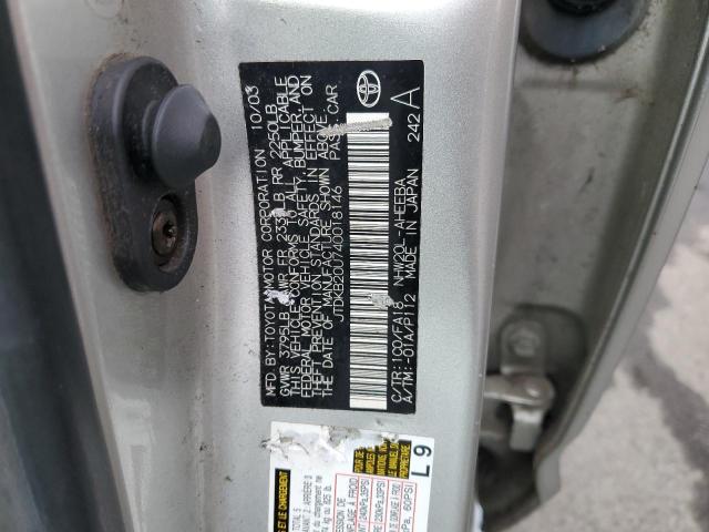 JTDKB20U740018146 - 2004 TOYOTA PRIUS SILVER photo 12