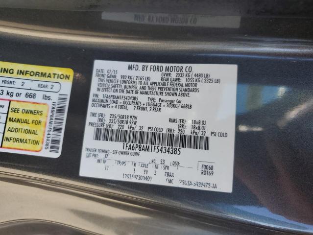 1FA6P8AM1F5434385 - 2015 FORD MUSTANG GRAY photo 12