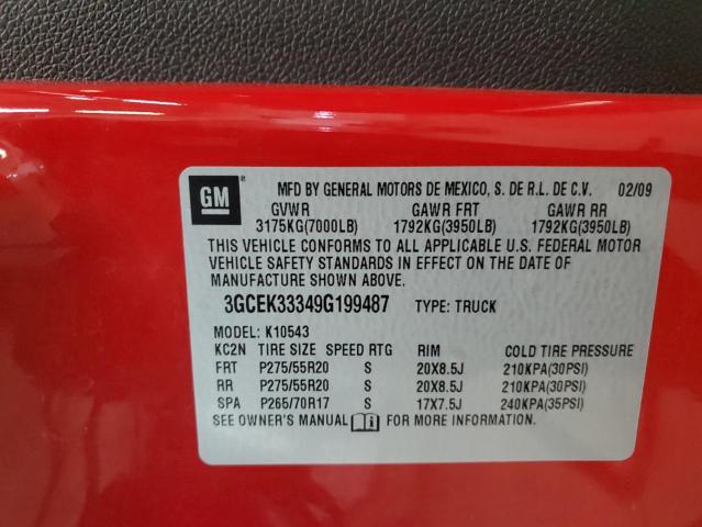 3GCEK33349G199487 - 2009 CHEVROLET SILVERADO K1500 LTZ RED photo 12