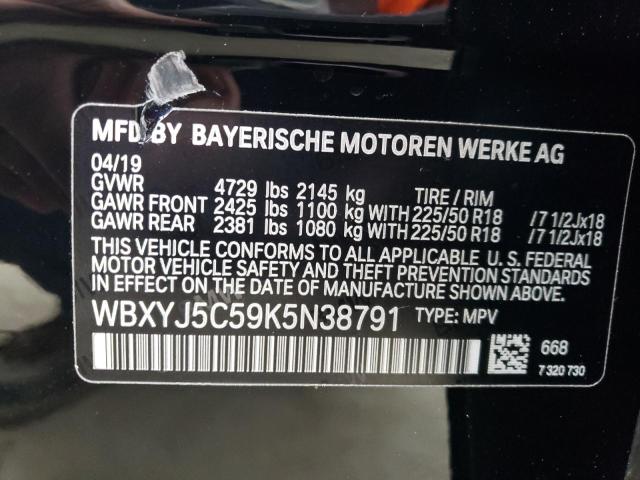 WBXYJ5C59K5N38791 - 2019 BMW X2 XDRIVE28I BLACK photo 12