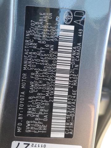 2T1KR32E27C680976 - 2007 TOYOTA COROLLA MA XR GRAY photo 12