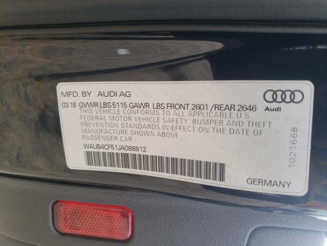 WAUB4CF51JA088812 - 2018 AUDI S5 PREMIUM PLUS შავი ფოტო 12