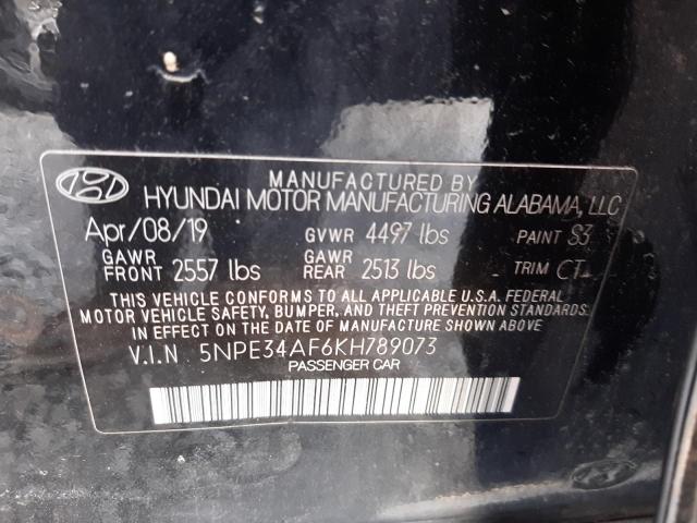 5NPE34AF6KH789073 - 2019 HYUNDAI SONATA LIMITED BLACK photo 12