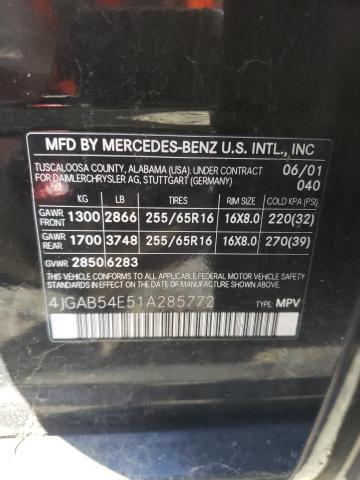 4JGAB54E51A285772 - 2001 MERCEDES-BENZ ML 320 BLACK photo 12