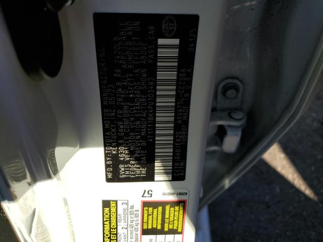 4T1T11BK4PU103483 - 2023 TOYOTA CAMRY SE NIGHT SHADE WHITE photo 12