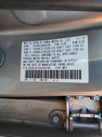 JHLRE48758C026799 - 2008 HONDA CR-V EXL SILVER photo 13