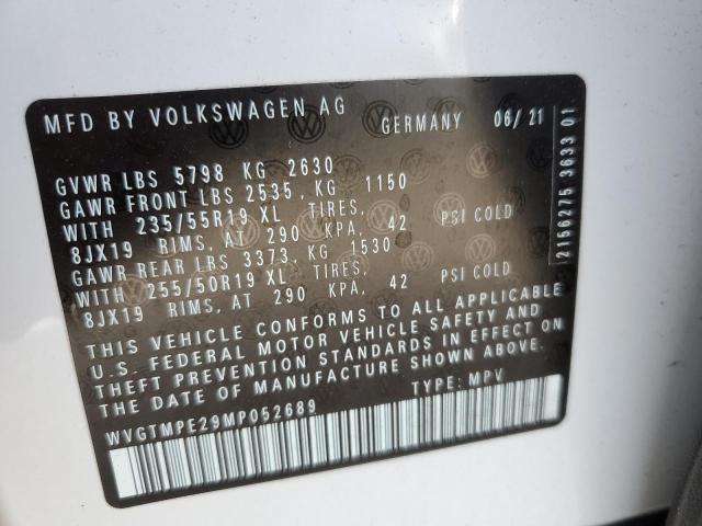 WVGTMPE29MP052689 - 2021 VOLKSWAGEN ID.4 PRO S თეთრი ფოტო 13