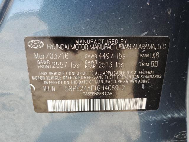 5NPE24AF1GH406912 - 2016 HYUNDAI SONATA SE BLUE photo 12