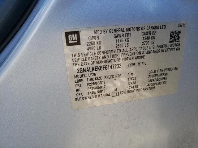 2GNALAEK6F6147233 - 2015 CHEVROLET EQUINOX LS SILVER photo 12