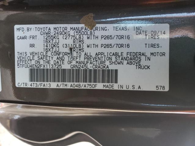 5TFUU4EN2FX113725 - 2015 TOYOTA TACOMA ACCESS CAB Qəhvəyi foto 12