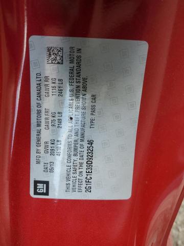 2G1FC1E39D9232546 - 2013 CHEVROLET CAMARO LT RED photo 12