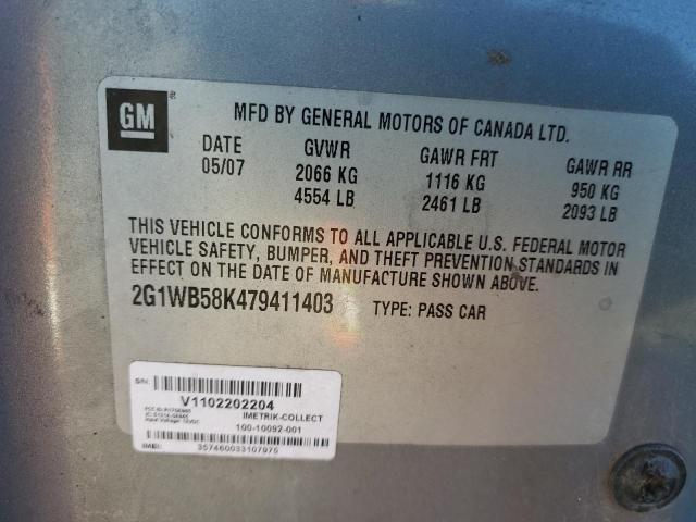 2G1WB58K479411403 - 2007 CHEVROLET IMPALA LS SILVER photo 13