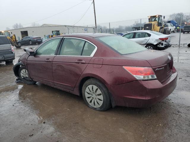 JHMCP26349C015407 - 2009 HONDA ACCORD LX BURGUNDY photo 2