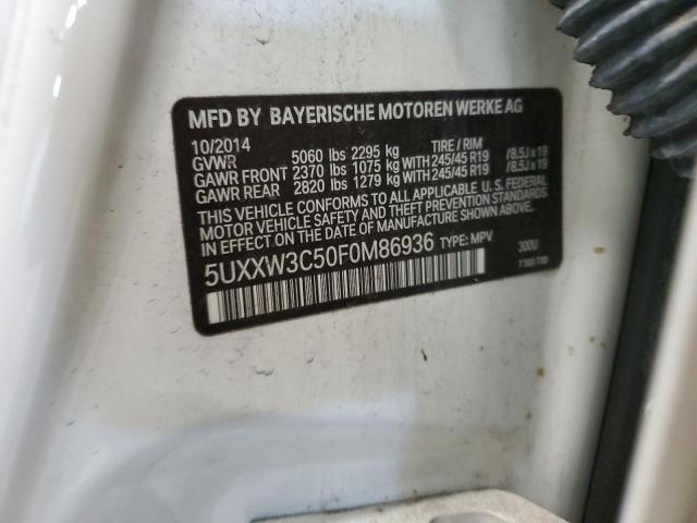 5UXXW3C50F0M86936 - 2015 BMW X4 XDRIVE28I WHITE photo 13