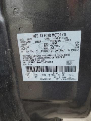 1FTRF14W47NA16693 - 2007 FORD F150 CHARCOAL photo 12