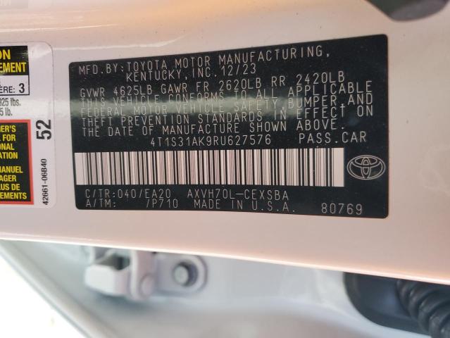 4T1S31AK9RU627576 - 2024 TOYOTA CAMRY SE NIGHT SHADE WHITE photo 12