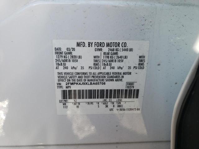 2FMPK4J9XLBA65708 - 2020 FORD EDGE SEL WHITE photo 13