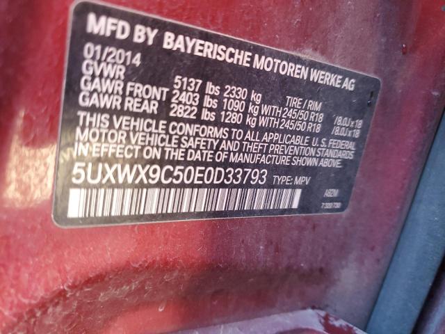 5UXWX9C50E0D33793 - 2014 BMW X3 XDRIVE28I RED photo 13