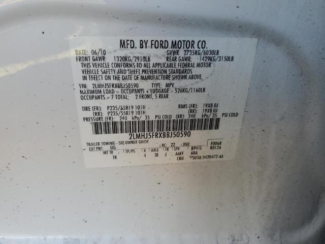 2LMHJ5FRXBBJ50590 - 2011 LINCOLN MKT WHITE photo 13