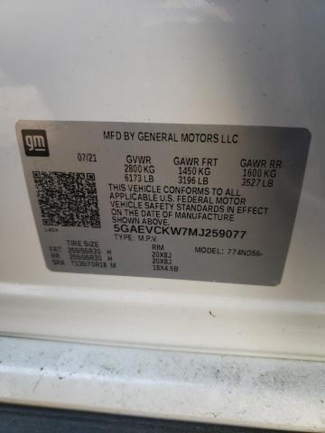 5GAEVCKW7MJ259077 - 2021 BUICK ENCLAVE AVENIR WHITE photo 13