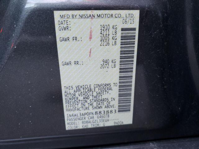 1N4AL3AP0FN883883 - 2015 NISSAN ALTIMA 2.5 GRAY photo 12