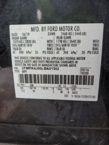 2FMPK4J90LBA01502 - 2020 FORD EDGE SEL BLACK photo 14