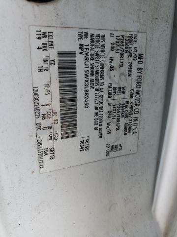 1FMRU15WX3LB82450 - 2003 FORD EXPEDITION XLT WHITE photo 12