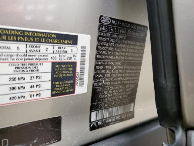 SALWR2VF0GA554242 - 2016 LAND ROVER RANGE ROVE HSE SILVER photo 13