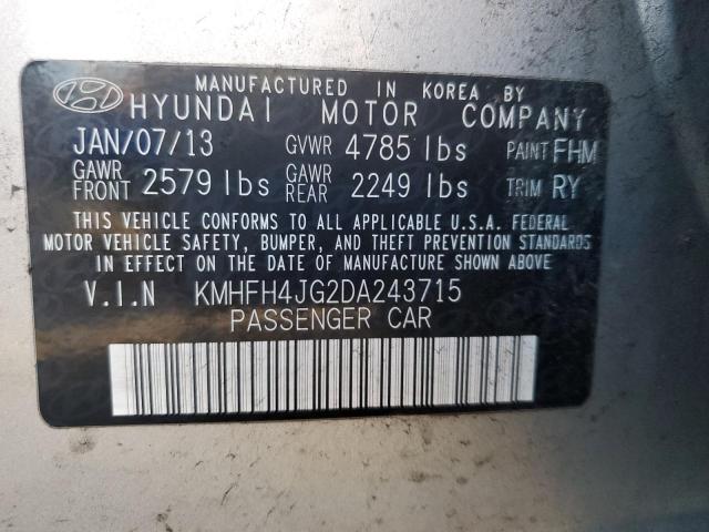 KMHFH4JG2DA243715 - 2013 HYUNDAI AZERA GLS SILVER photo 12