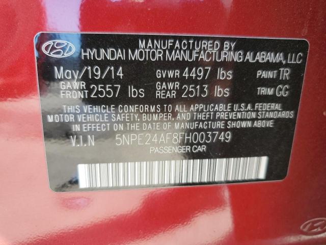 5NPE24AF8FH003749 - 2015 HYUNDAI SONATA SE BURGUNDY photo 12